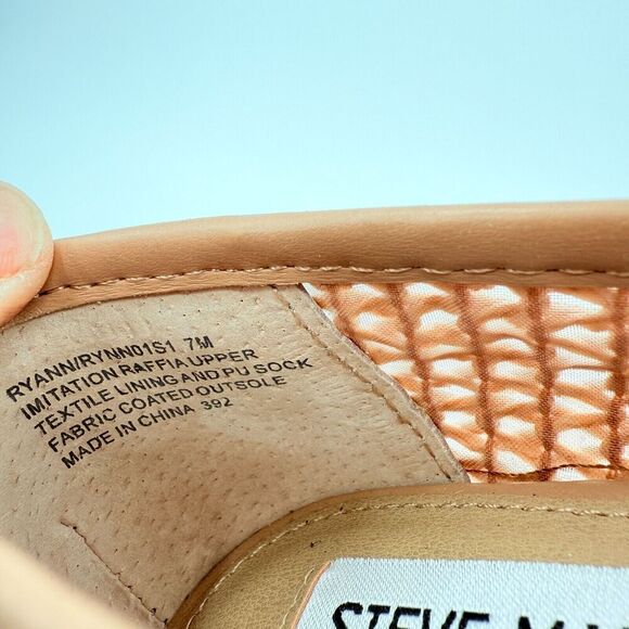 Steve Madden Womens Ryann Chain Loafers Beige Pink Rafia Square Toe Size 7 - Picture 9 of 13